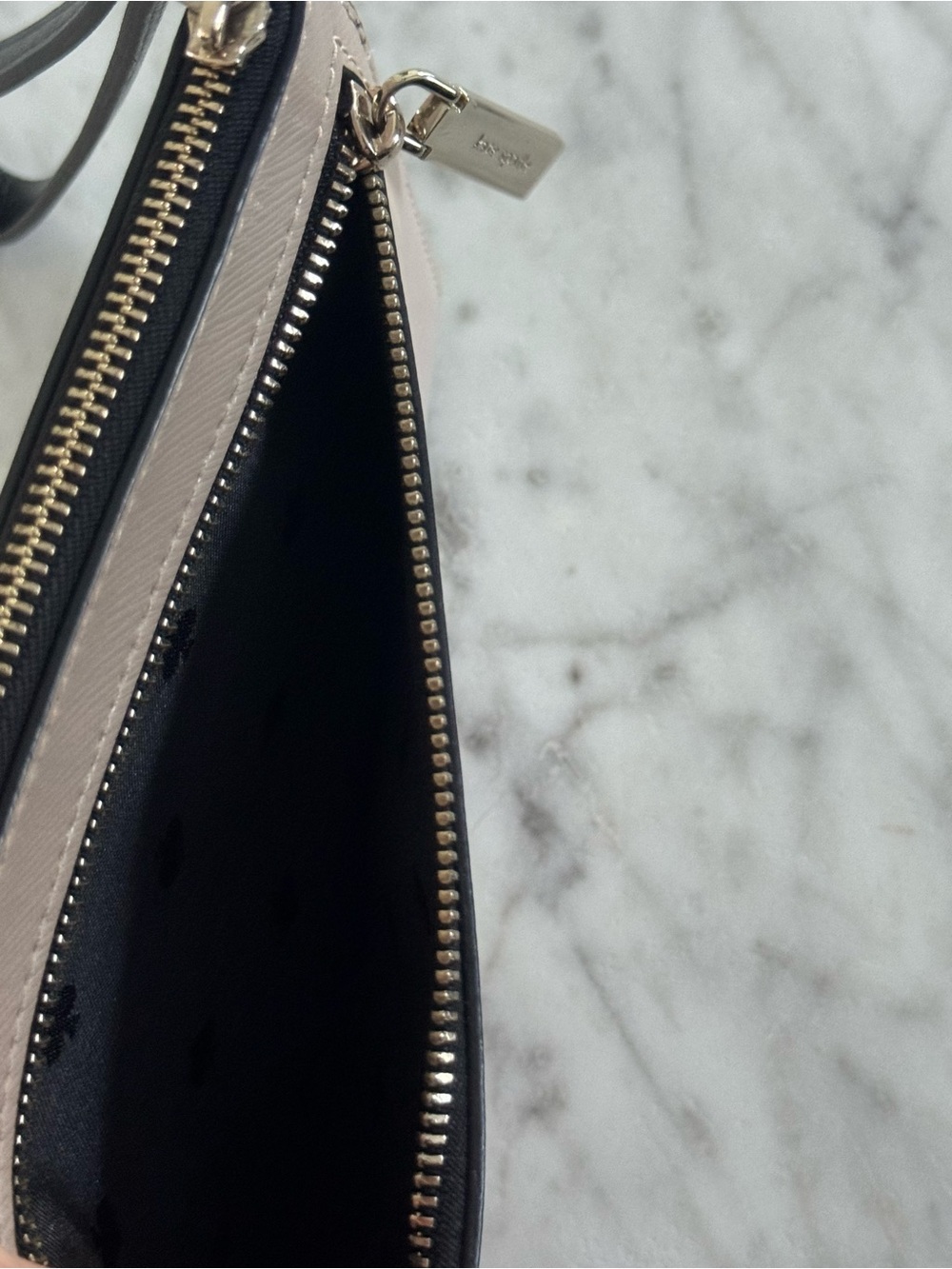 Kate Spade Staci Medium Bicolor Leather L Zip Wristlet Black Beige NWOT - Picture 12 of 13